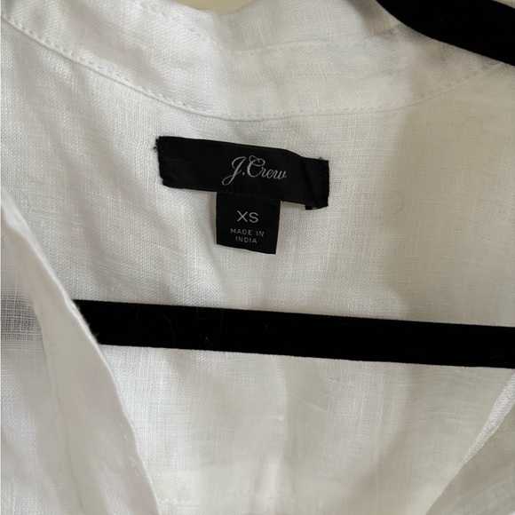 White Linen Short-Sleeve popover Shirt - Picture 2 of 4